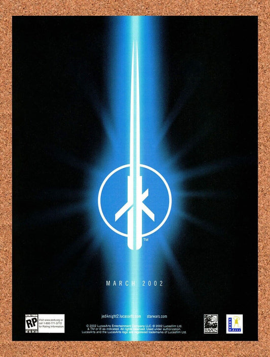 Star Wars Jedi Knight II PC Original 2001 Ad Authentic Video Game Promo v2