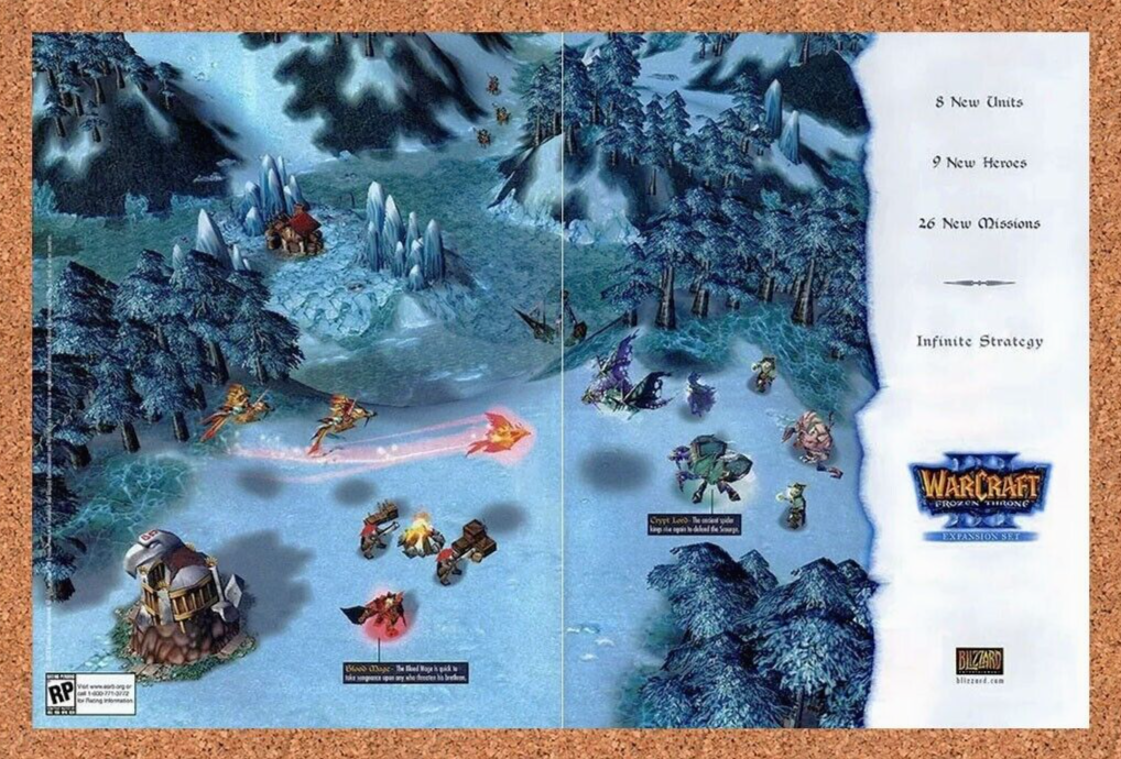 WarCraft 3 Frozen Throne PC Original 2004 Ad Authentic Blizzard Game Promo v1