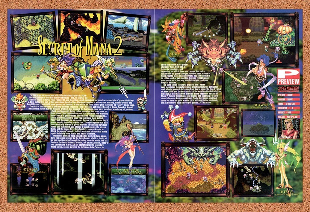 1995 Secret Of Mana 2 SNES Japan Original Advertisement / Retro Promo vr1