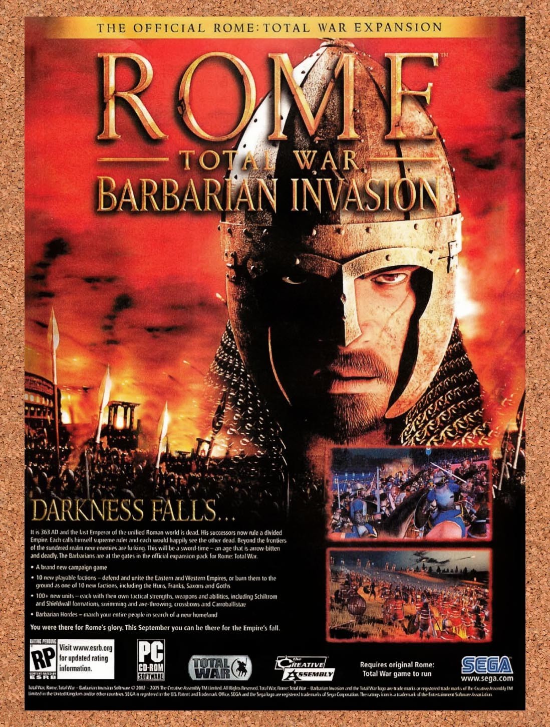 2005 Rome Total War Barbarian Invasion PC Original Advertisement / Promo v1