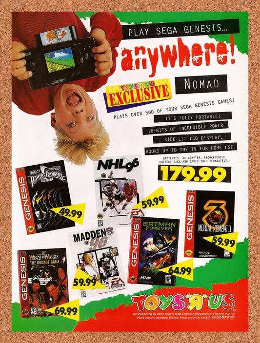 1994 Toys R Us Sega Nomad Original Advertisement / Retro Wall Art v7