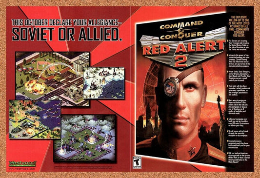 1999 Red Alert 2 PC Original Advertisement / Retro Wall Art v7