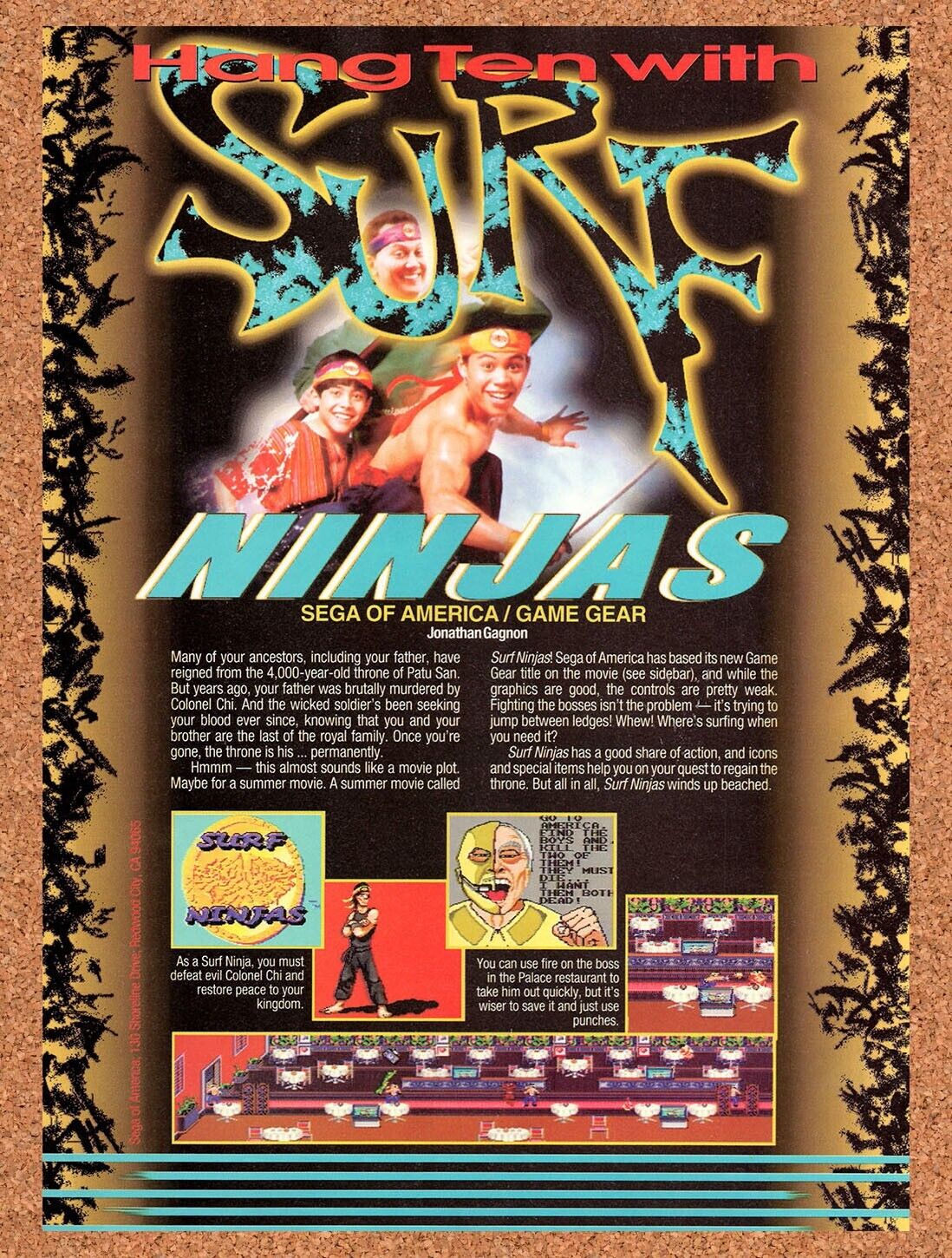 1992 Surf Ninjas Game Gear Original Advertisement / Retro Wall Art v1