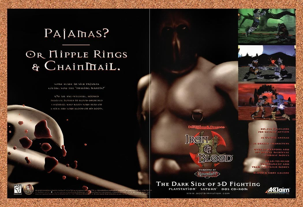 1996 Advanced Dungeons & Dragons Ravenloft Iron Blood PC Original Ad / Promo v1