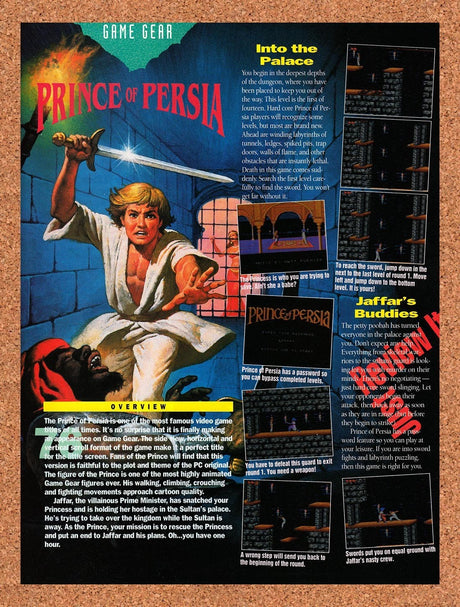 1992 Prince Of Persia Game Gear Original Advertisement / Retro Promo vr3