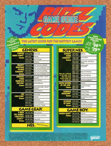 1995 Game Genie Buzz Codes Original Advertisement / Retro Wall Art v6
