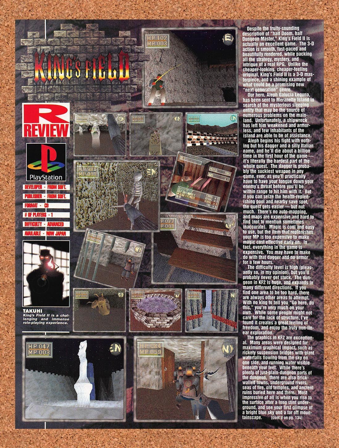 1995 King's Field PS1 Original Advertisement / Retro Promo vr1