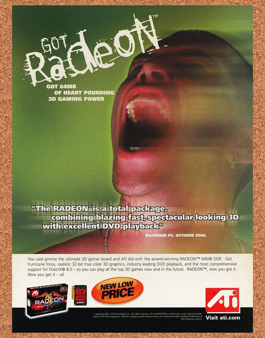 ATI Radeon Original 2002 Ad Authentic 64MB DDR Graphics Card Retro Tech Promo