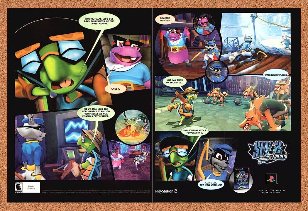 Original 2004 Sly 2 Band Of Thieves PS2 Vintage Ad - Video Game Promo Wall Art 1