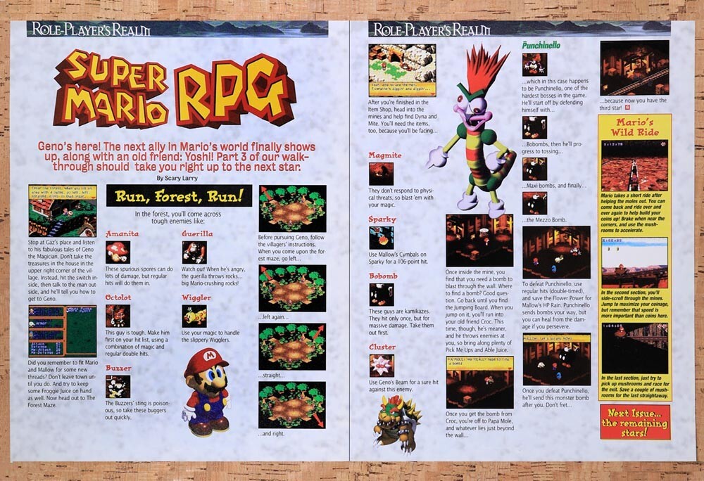 1995 Super Mario RPG Forest Tips Original Advertisement / Retro Wall Art v3