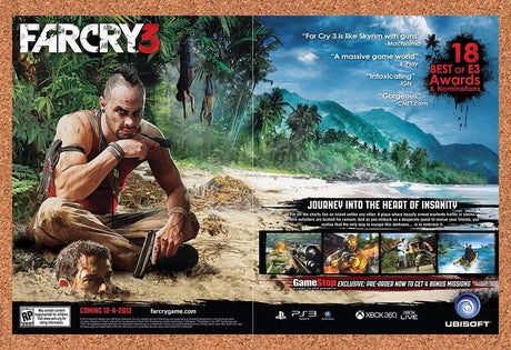 2012 Far Cry 3 Xbox 360 Original Advertisement / Retro Wall Art v1