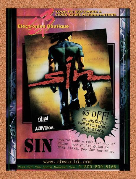 1998 Sin EB Games Original Advertisement / Retro Promo v8