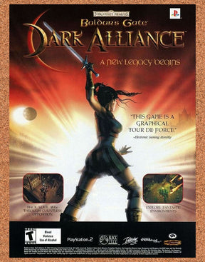 2000 Baldur's Gate Dark Alliance PS2 Original Advertisement / Retro Promo v1
