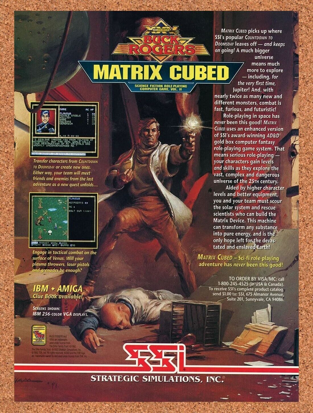 Buck Rogers Amiga Matrix Cubed Original 1992 Ad Authentic PC Video Game Promo