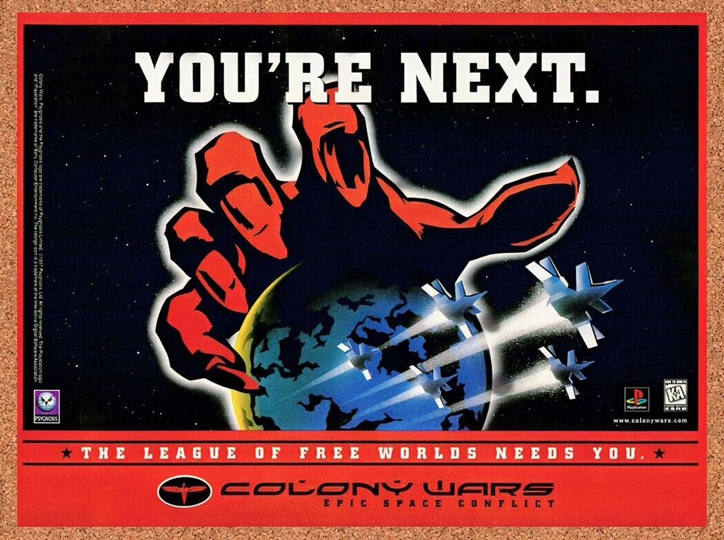 1997 Colony Wars PS1 Original Advertisement / Retro Wall Art v3