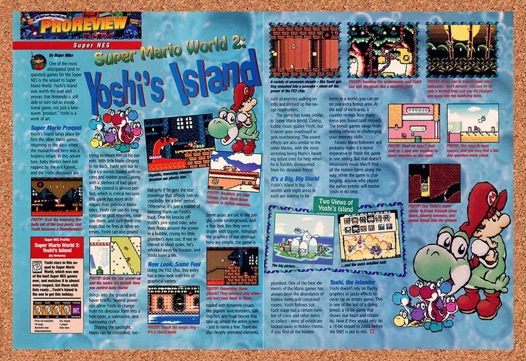 1995 Mario World 2 Yoshi's Island SNES Original Advertisement / Retro Promo vr4