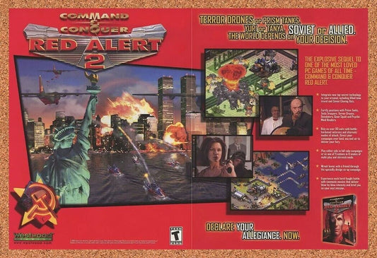 Red Alert 2 PC Original 2001 Ad Authentic Westwood Studios Video Game Promo v3
