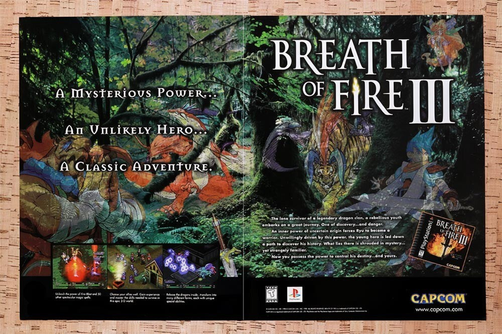 1997 Breath Of Fire III PS1 Original Advertisement / Retro Wall Art v2