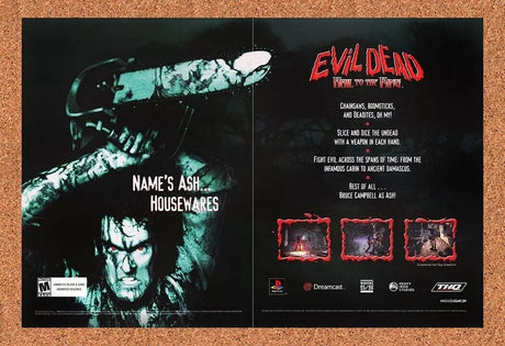 Evil Dead PS1 Hail To The King Original 2001 Ad THQ Horror Video Game Promo v2