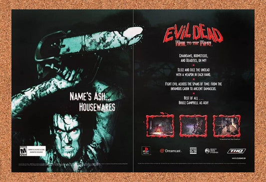 Evil Dead PS1 Hail To The King Original 2000 Ad THQ Horror Video Game Promo v2