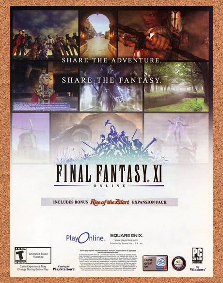 Final Fantasy XI Online 11 Original 2005 Ad Authentic MMORPG Video Game Promo v1