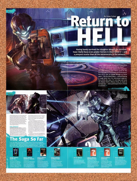 2009 Dead Space 2 Xbox 360 Original 4-Part Advertisement / Retro Wall Art v2