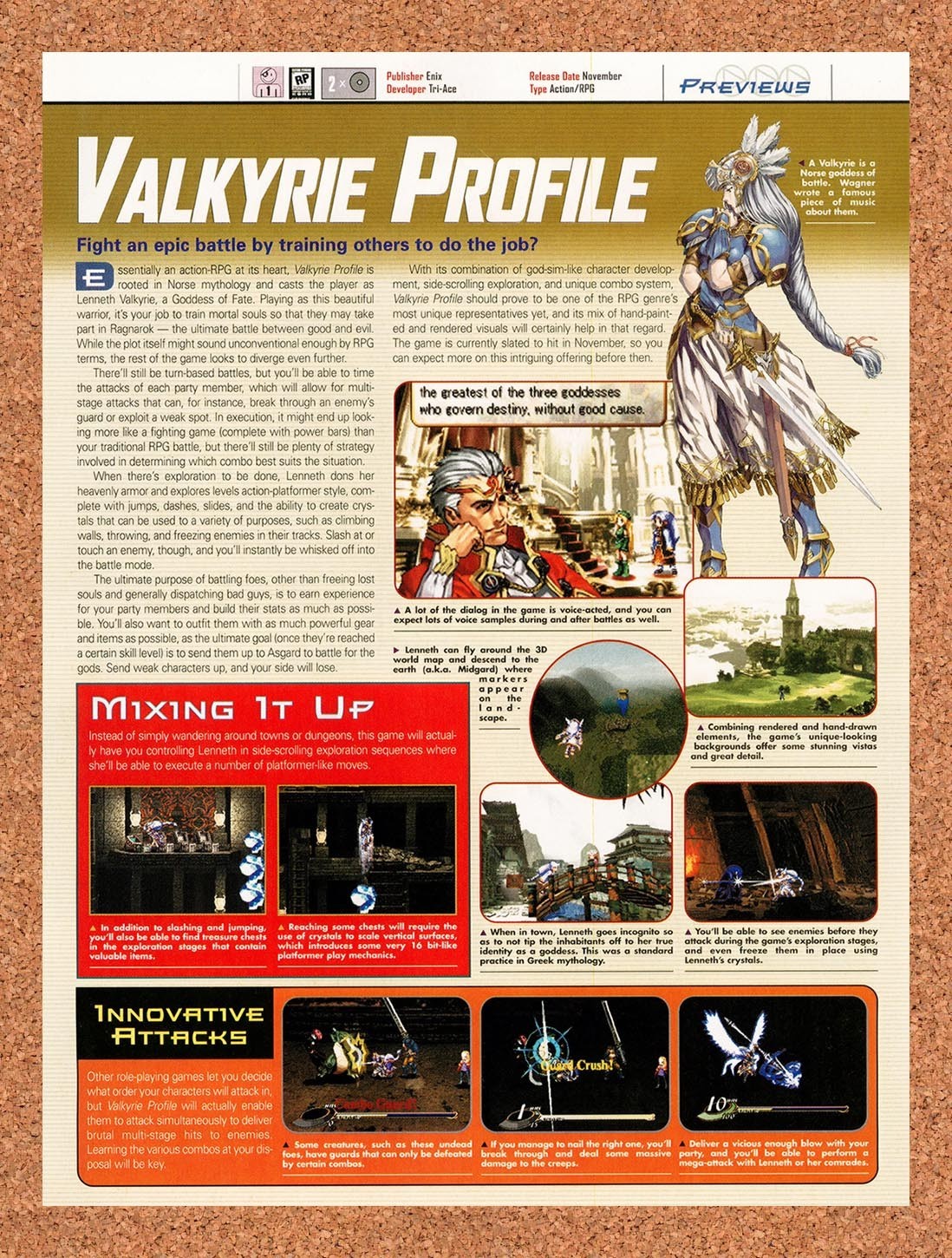 2000 Valkyrie Profile PS1 Original Advertisement / Retro Promo vr1