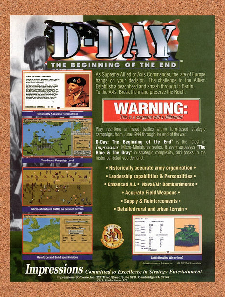 1994 D-Day The Beginning Of The End DOS Original Ad / Retro Wall Art v1