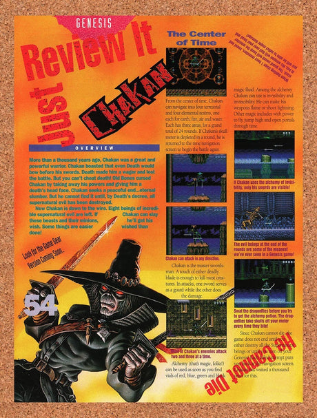 1992 Chakan Genesis Original Advertisement / Retro Promo vr1