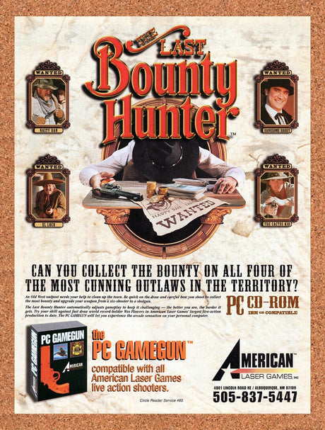 1995 The Last Bounty Hunter PC Original Advertisement / Retro Wall Art v1