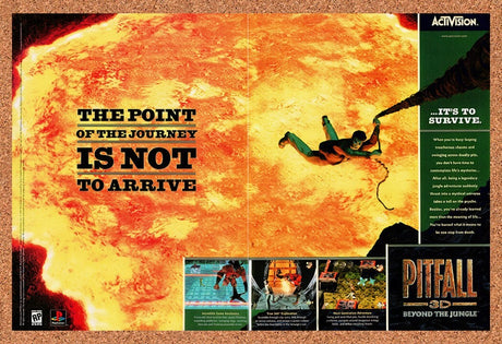 1998 Pitfall 3D Beyond The Jungle PS1 Original Advertisement / Retro Wall Art v2