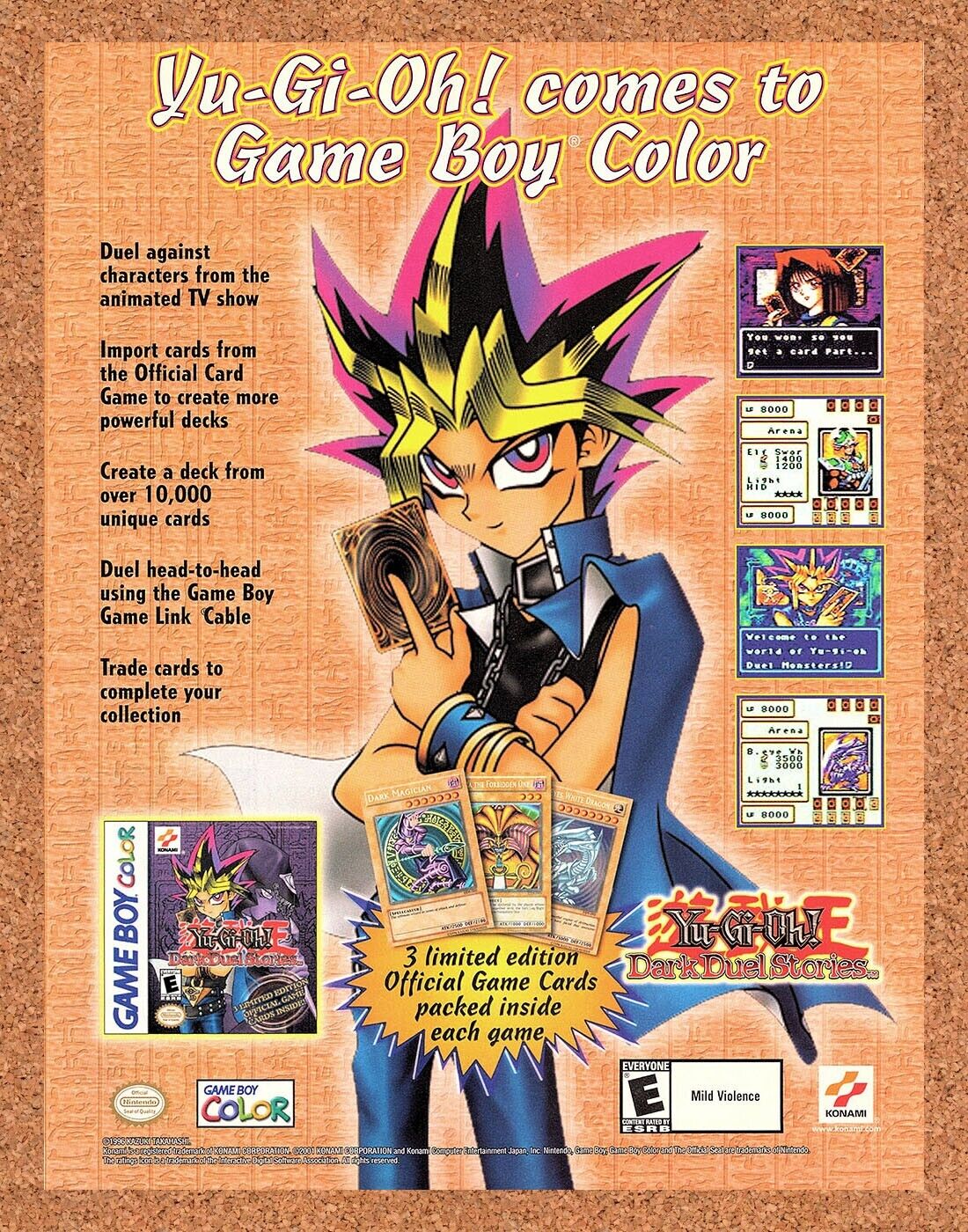 Yu-Gi-Oh PS2 Original 2001 Print Ad Authentic Konami Anime Video Game Promo