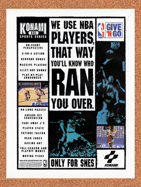 1995 Konami XXL Sports Series NBA Give N Go Original Advertisement / Promo v3