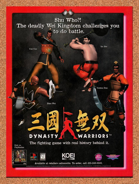 1997 Dynasty Warriors PS1 Original Advertisement / Retro Promo v2