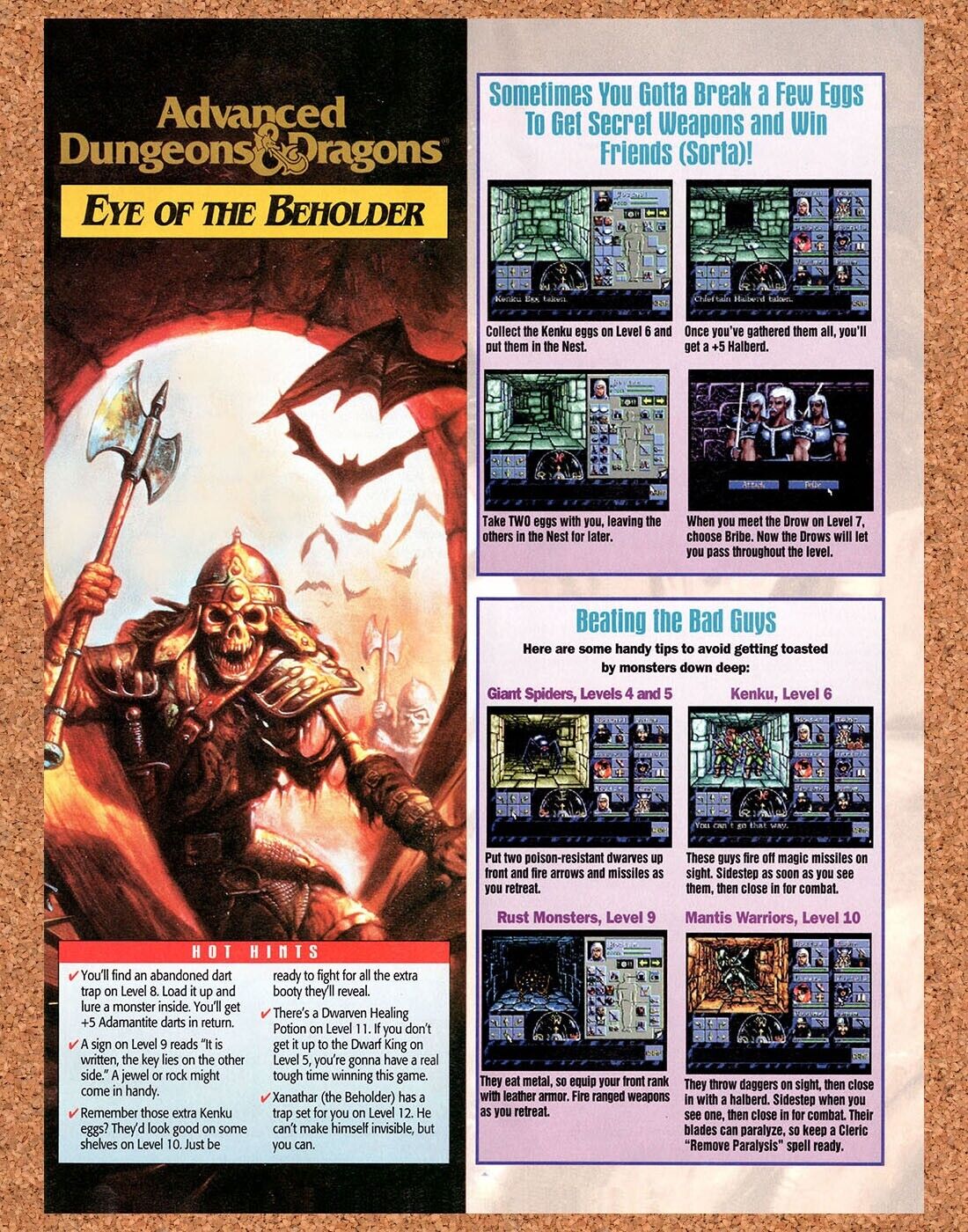 Advanced Dungeons & Dragons Eye Of The Beholder Genesis Original 1993 Vintage Ad