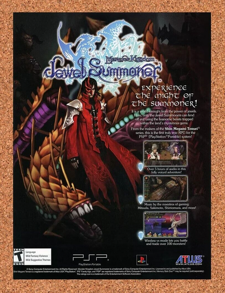 Monster Kingdom Jewel Summoner PSP Original 2007 Ad Authentic ATLUS Promo