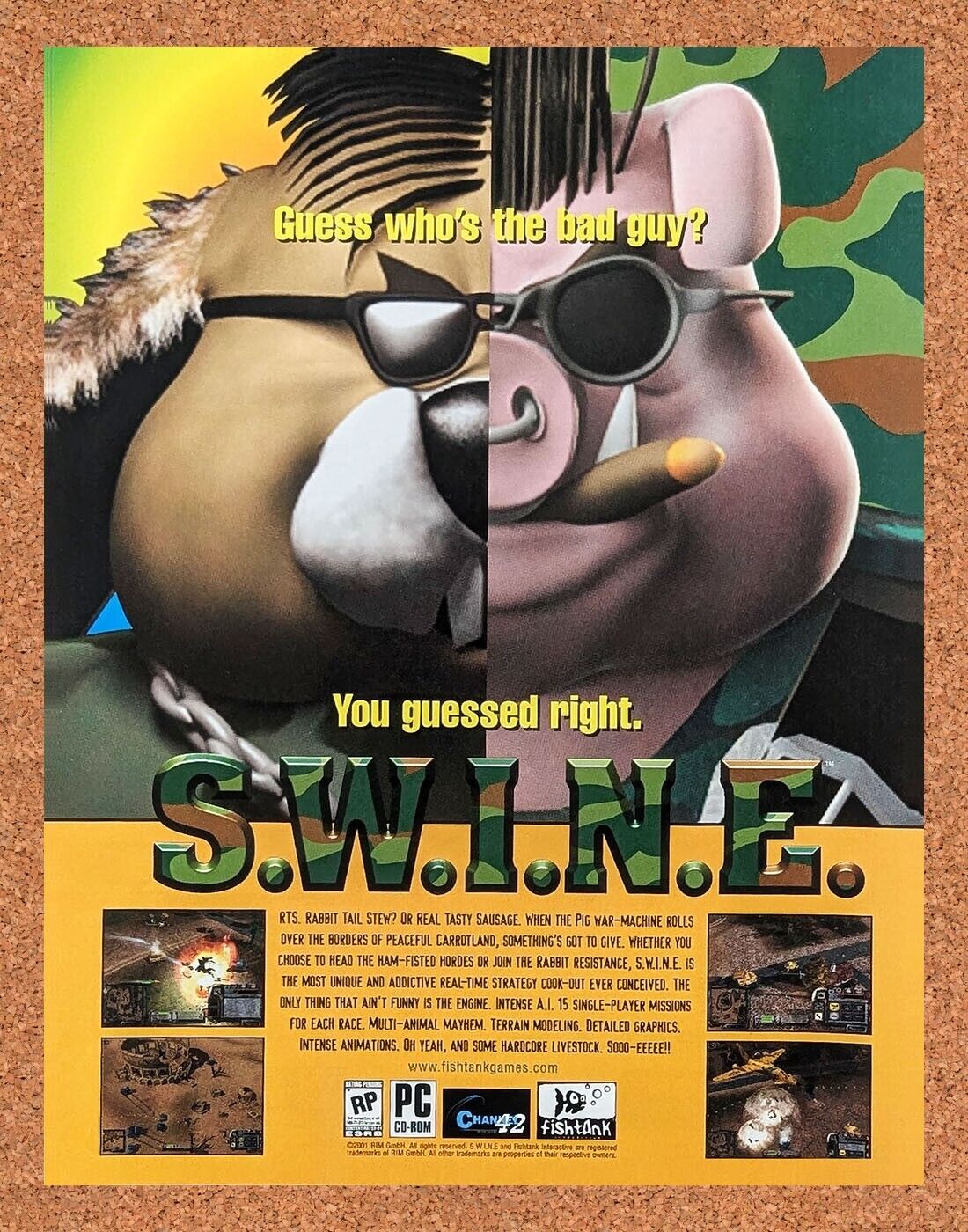 SWINE PC Original 2003 Ad Authentic Humorous RTS Strategy Video Game Promo