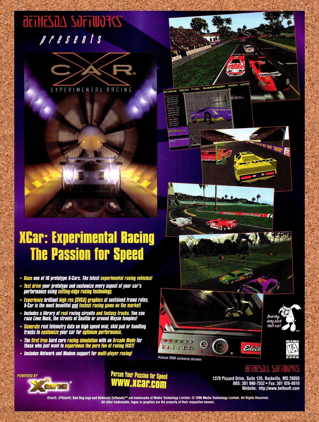 1997 XCar Experimental Racing PC Original Advertisement / Retro Wall Art v1