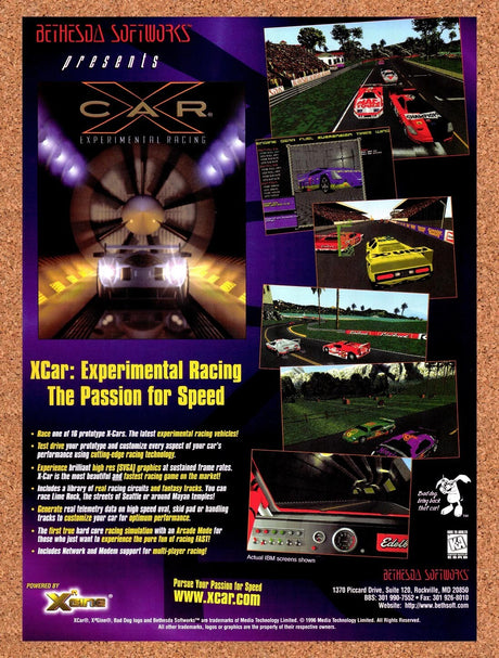1997 XCar Experimental Racing PC Original Advertisement / Retro Wall Art v1
