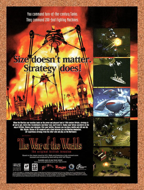 1998 War Of The Worlds PC Original Advertisement / Retro Wall Art v1