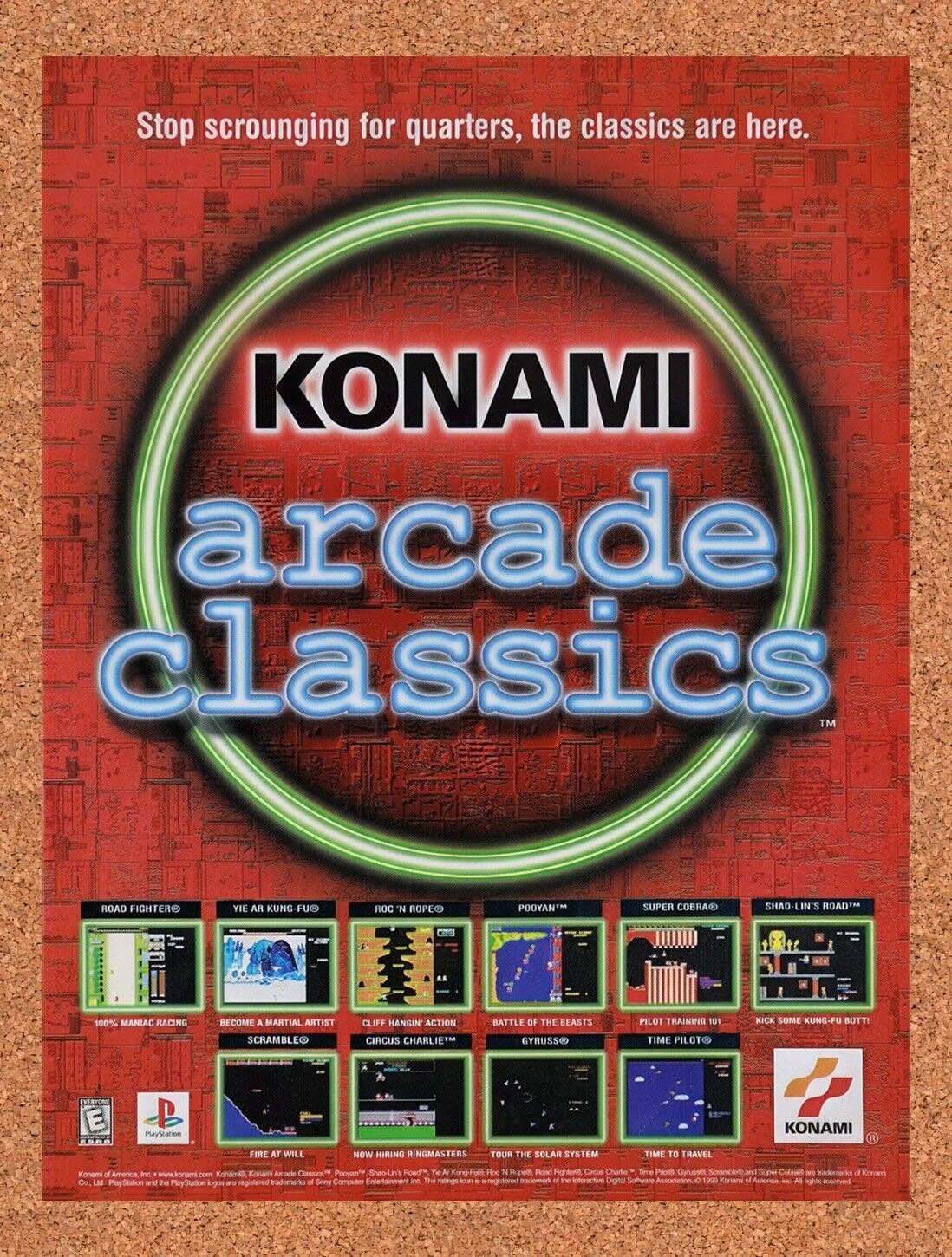 1999 Konami Arcade Classics PS1 Original Advertisement / Retro Wall Art v1