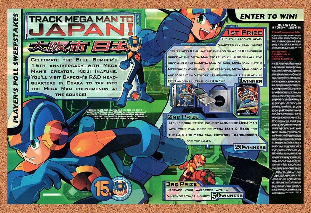 Mega Man Network Transmission GameCube Original 2002 Ad - Sweepstakes Promo