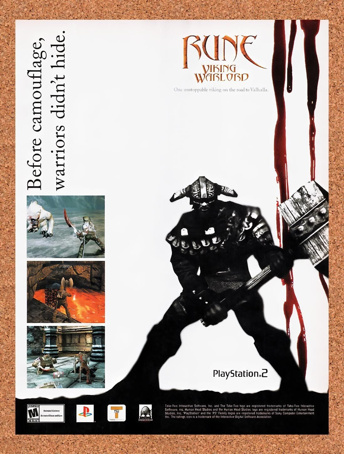 2001 Rune Viking Warlord PS2 Original Advertisement / Retro Wall Art v3