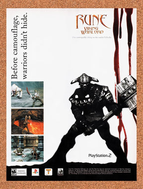 2001 Rune Viking Warlord PS2 Original Advertisement / Retro Wall Art v3