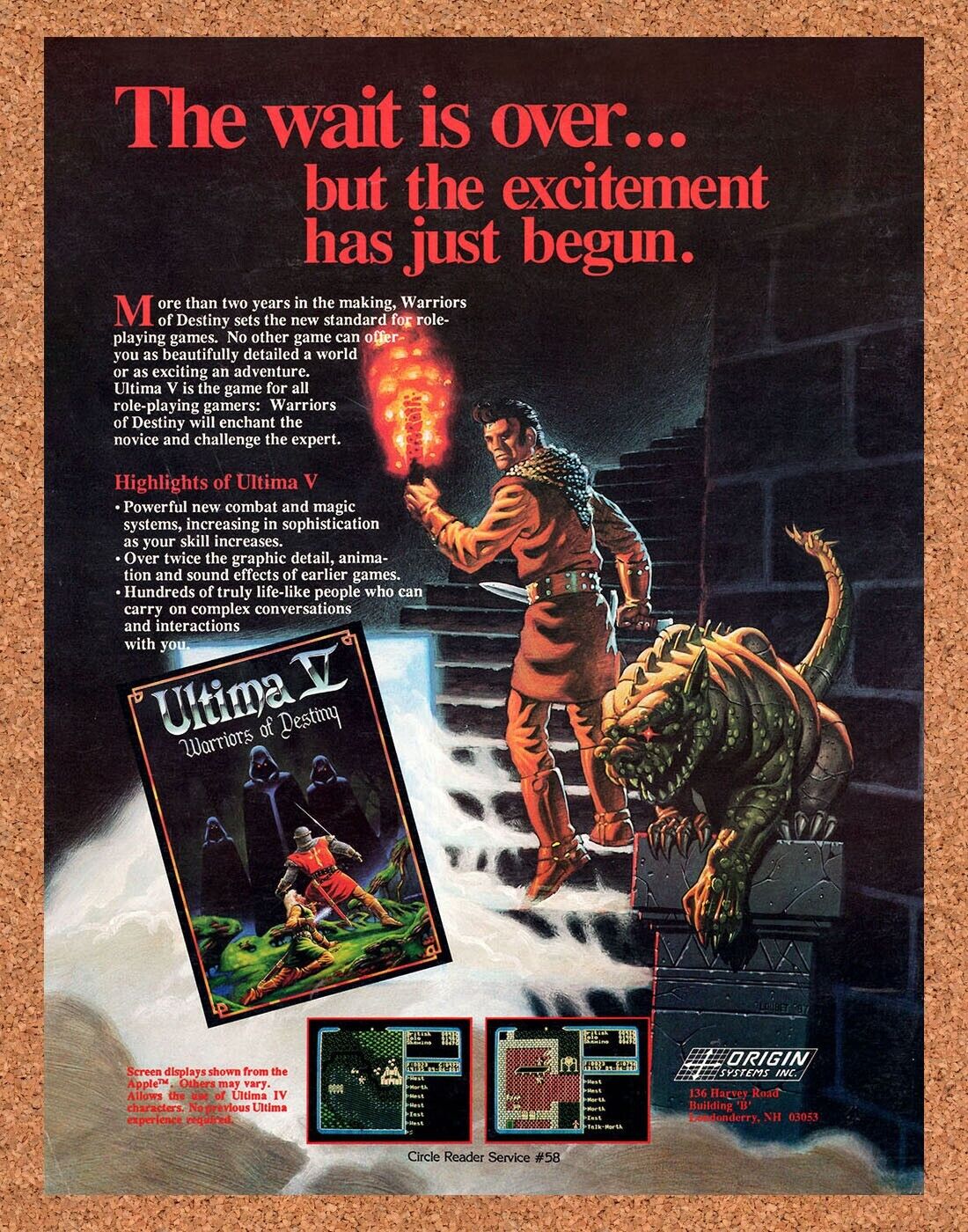 Ultima V Apple 2 Original 1989 Vintage Ad - Video Game Promo