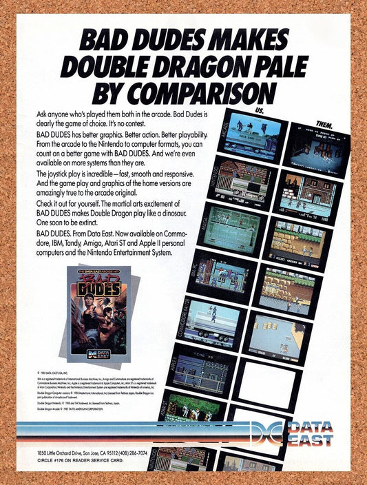 1988 Bad Dudes NES Original Advertisement / Retro Wall Art v1