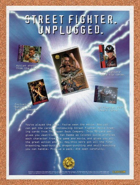 1995 Street Fighter Movie Upper Deck Trading Cards Original Ad / Wall Art v5