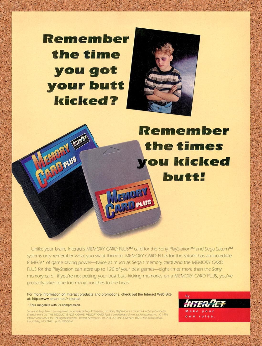 1996 InterAct Memory Cards Original Advertisement / Retro Wall Art v4