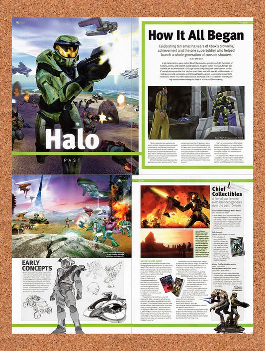 2010 Halo Story Halo's Past Original 4-Part Advertisement / Retro Wall Art v15