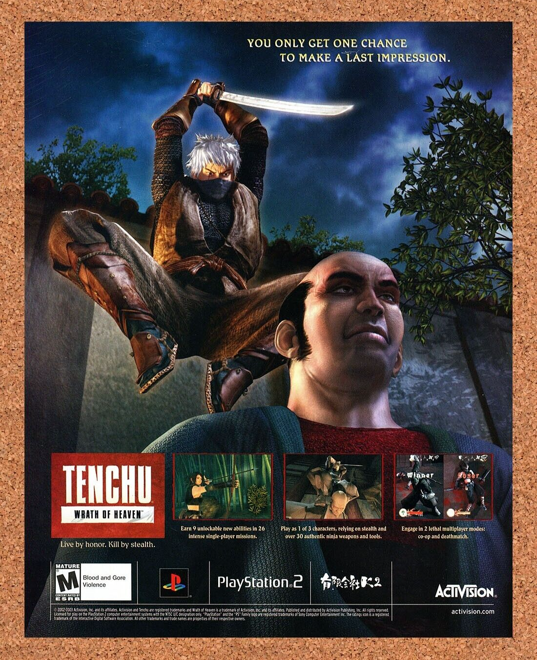 Tenchu Wrath Of Heaven PS2 Original 2002 Print Ad Authentic Video Game Art Promo